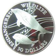 50 Dollars - Elizabeth II Heaviside's Dolphins, Cook Islands, 1991 reverse image
