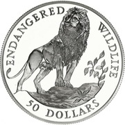 50 Dollars - Elizabeth II Senegalese Lion, Cook Islands, 1991 reverse image