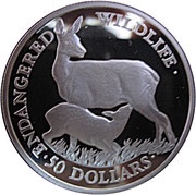 50 Dollars - Elizabeth II Deer, Cook Islands, 1991 reverse image