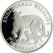 50 Dollars - Elizabeth II Cougar and cub, Cook Islands, 1991 reverse image