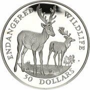50 Dollars - Elizabeth II Fallow Deer, Cook Islands, 1991 reverse image