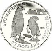 50 Dollars - Elizabeth II Penguins, Cook Islands, 1991 reverse image