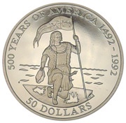 50 Dollars - Elizabeth II Christopher Columbus, Cook Islands, 1991 reverse image
