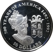 50 Dollars - Elizabeth II Pizarro, Cook Islands, 1991 reverse image