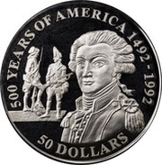 50 Dollars - Elizabeth II Marquise de Lafayette, Cook Islands, 1991 reverse image