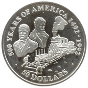 50 Dollars - Elizabeth II Locomotive, Cook Islands, 1991 reverse image
