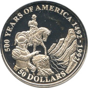 50 Dollars - Elizabeth II Coronado, Cook Islands, 1992 reverse image