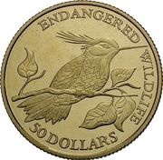 50 Dollars - Elizabeth II Hummingbird, Cook Islands, 1992 reverse image