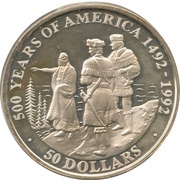 50 Dollars - Elizabeth II Lewis and Clark, Cook Islands, 1992 reverse image