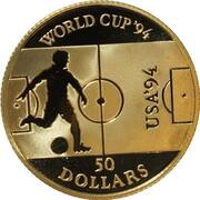 50 Dollars - Elizabeth II FIFA World Cup 94, Cook Islands, 1992 reverse image