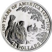 50 Dollars - Elizabeth II Father Jacques Marquette, Cook Islands, 1993 reverse image