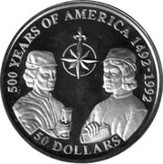 50 Dollars - Elizabeth II Pinzon Brothers, Cook Islands, 1993 reverse image