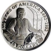 50 Dollars - Elizabeth II Spanish cartographer Juan de la Cosa, Cook Islands, 1993 reverse image