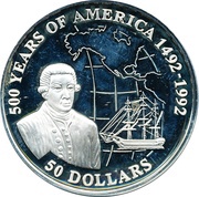 50 Dollars - Elizabeth II George Vancouver, Cook Islands, 1993 reverse image