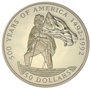 50 Dollars - Elizabeth II George Washington, Cook Islands, 1993 reverse image