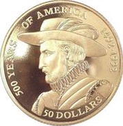 50 Dollars - Elizabeth II Christopher Columbus, Cook Islands, 1993 reverse image
