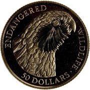 50 Dollars - Elizabeth II Kakapo, Cook Islands, 1993 reverse image