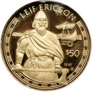 50 Dollars - Elizabeth II Leif Erickson, Cook Islands, 1997 reverse image