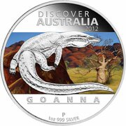 1 Dollar - Elizabeth II 4th Portrait - Discover Australia - Goanna, Australia, 2012 reverse image