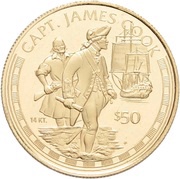 50 Dollars - Elizabeth II James Cook, Cook Islands, 1997 reverse image