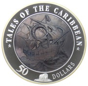 50 Dollars - Elizabeth II Tales of the Caribbean, Cook Islands, 2008 reverse image