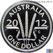 1 Dollar - Elizabeth II 4th Portrait - Wheat Sheaf Dollar - Silver Proof, Australia, 2012 reverse image