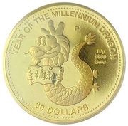 60 Dollars - Elizabeth II Year of the Millennium Dragon, Cook Islands, 2000 reverse image