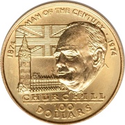 100 Dollars - Elizabeth II Winston Churchill, Cook Islands, 1974 reverse image