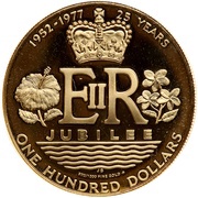 100 Dollars - Elizabeth II Silver Jubilee, Cook Islands, 1977 reverse image
