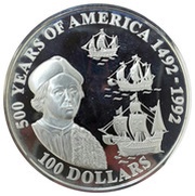 100 Dollars - Elizabeth II Christopher Columbus, Cook Islands, 1992 reverse image