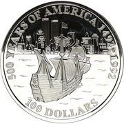 100 Dollars - Elizabeth II Sailing Ship in New York, Cook Islands, 1993 reverse image
