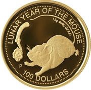 100 Dollars - Elizabeth II Year of the Mouse, Cook Islands, 1996 reverse image