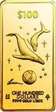 100 Dollars - Elizabeth II Whales, Cook Islands, 2001 reverse image