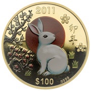100 Dollars - Elizabeth II Year of the Rabbit, Cook Islands, 2011 reverse image