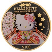 100 Dollars - Elizabeth II Hello Kitty, Cook Islands, 2014 reverse image