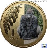 1 Dollar - Elizabeth II 4th Portrait - Zoo Series - Lowland Gorilla, Australia, 2012 reverse image
