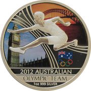 1 Dollar - Elizabeth II 4th Portrait - Australian Olympic Team, Australia, 2012 reverse image
