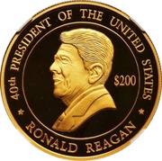 200 Dollars - Elizabeth II Ronald Reagan, Cook Islands, 2004 reverse image