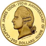 250 Dollars - Elizabeth II James Cook, Cook Islands, 1978 reverse image