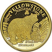 250 Dollars - Elizabeth II Yellowstone National Park, Cook Islands, 1996 reverse image