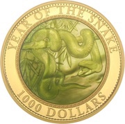1000 Dollars - Elizabeth II Year of the Snake, Cook Islands, 2013 reverse image
