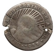 1 Real Type VII Countermark, Costa Rica, 1849-1857 reverse image