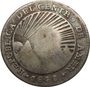 1 Real Type VII Countermark, Costa Rica, 1849-1857 reverse image