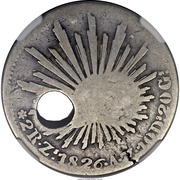 2 Reales Type I Countermark, Costa Rica, 1841-1842 reverse image