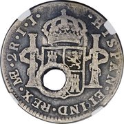 2 Reales Type I Countermark, Costa Rica, 1841-1842 reverse image