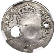 2 Reales Type I Countermark, Costa Rica, 1841-1842 reverse image