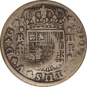 2 Reales Type III Counterstamp, Costa Rica, 1845 reverse image