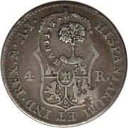 2 Reales Type III Counterstamp, Costa Rica, 1845 reverse image