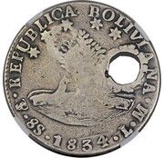 8 Reales Type I Countermark, Costa Rica, 1841-1842 reverse image
