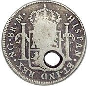 8 Reales Type I Countermark, Costa Rica, 1841-1842 reverse image